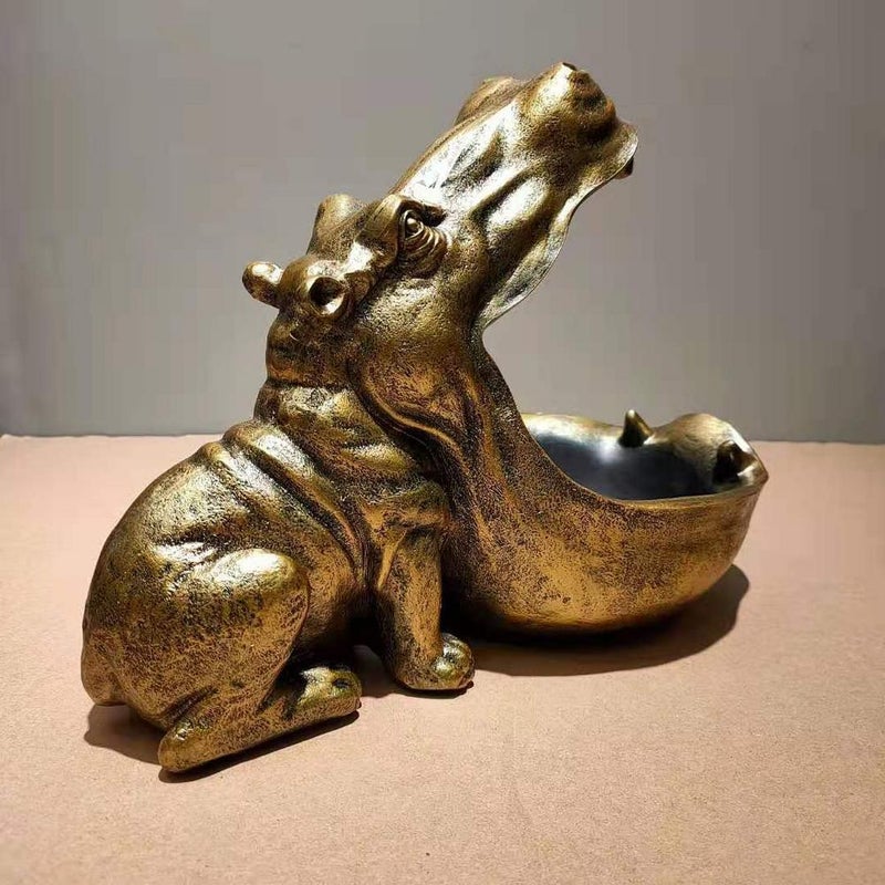 Key Bowl for Hallways Hippo Candy Dish 8in Wide Mouth Resin Funny Candy Dish Candy Bowl Holder Home Decor Key Holder Jewelry Tray Key Fob Halloween Candy Bowl Weired Gift - Image 1